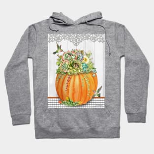 Pumpkins With Succulents C Hoodie